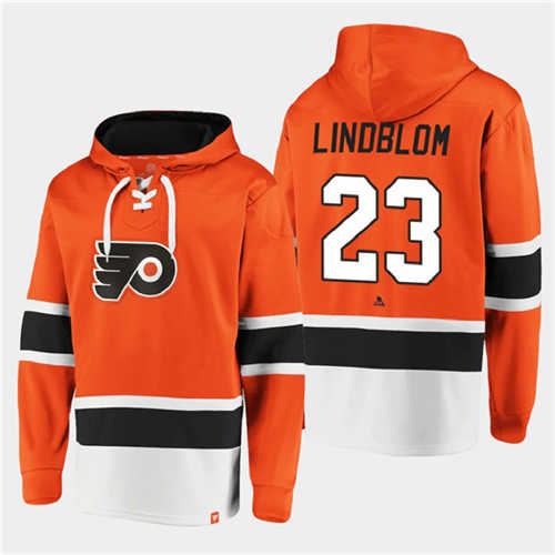 Philadelphia Flyers #23 Oskar Lindblom Orange All Stitched Sweatshirt Hoodie